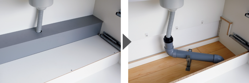 ラクエラリフォーム配管対応シンクキャビネット