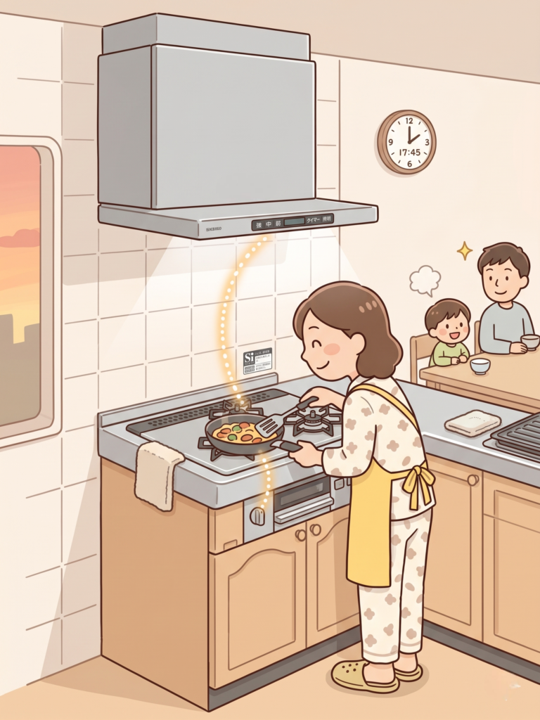 ノーリツ スリム型レンジフード「クララ」のイメージイラスト